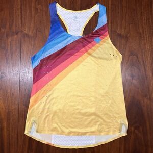 Rabbit Running XS Tank Go Time Speedeez Women's Retro Rainbow Racerback